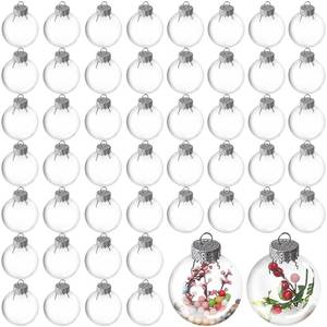 lot 1228 image: 50 Pcs Hanging Clear Plastic Fillable Ornaments Balls,2 Transparent Christmas Decoration Baubles,DIY Christmas Balls Craft Ornaments for Christmas Tree,Home Decor,Party,Wedding,50 mm