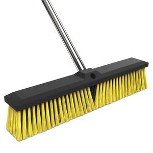 lot 1230 image: 18 Inches Push Broom Outdoor with 65 Adjustable Handle, Heavy Duty Outdoor Broom with Stiff Bristles, for Cleaning Yard, Garage, Shop, Driveway, Wood, Stone, Deck, Concrete, and Tile Floor.