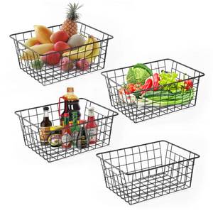 lot 1231 image: Wire Baskets for Organizing Household 4 Pack Pantry Baskets For Storage Pantry Wire Black Metal Storage Bins