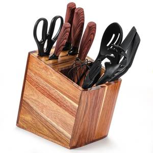 lot 1234 image: WDT Tool Utensil Holder for Kitchen Counter 2in1 Large Wooden Knives and Cooking Utensil Holder Utensil Organizer