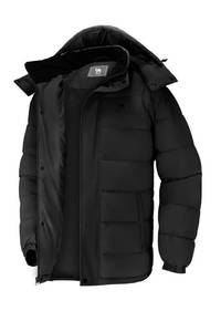 lot 1241 image: CAMELSPORTS Mens Winter Coats Warm Jacket with Detachable Hood Water-Repellent Windproof Parkas Casual Jackets Black M