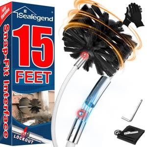 lot 1244 image: Sealegend 15 Feet Dryer Vent Cleaner KitLint RemoverUpgraded Flexible Quick-Snap Brush with Drill AttachmentFireplace Chimney Brushes for Easy to CleanCleaning Tool Use with or Without Power Drill