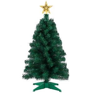 lot 1245 image: 3ft Artificial Christmas Tree with Gold Tree Topper Star, Mini Xmas Pine Tree with 4-Leg Stable Plastic Base, Small Tabletop Christmas Decoration for Home Office Holiday Party Indoor Use