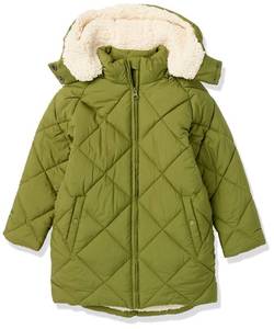 lot 1246 image: Amazon Essentials Girls Long Quilted Cocoon Puffer Coat, Olive, X-Large