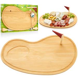 lot 1255 image: Ziliny Golf Cheese Board Gift Set Golf Party Favor Prizes Charcuterie Wood Board with Knives and Box Father Day Gift for Dad Grandpa Party Tournament Game(Bamboo Color,15 x 8.3 x 0.47 )