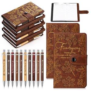 lot 1271 image: Friendsgiving Gift Bulk Thanksgiving Notebooks Maple Leaf A6 Leather Journals with Bamboo Pens Friendsmas Party Favors Christmas Sisterhood Gift for Women Friends Bestie Sorority(10 Sets20 Pcs)