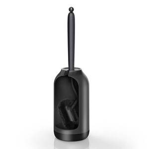 lot 1272 image: HAMITOR Toilet Bowl Brush Holder Set Bathroom Deep Cleaning Toilet Cleaner Scrubber Under Rim with Curved Bristle for Dead Corner Clean - Hidden Rv Toilet Decorative Accessories with Caddy- Black