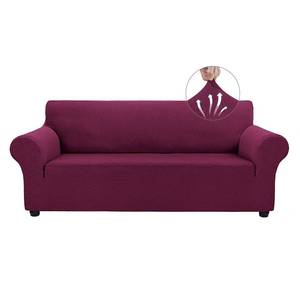 lot 1275 image: Asnomy Couch Covers for 3 Cushion Couch Stretch Sofa Covers Slipcovers, Pet Protector Furniture Covers for Dogs Cats Spandex Jacquard Fabric Small Checks ��Large��Wine Red��