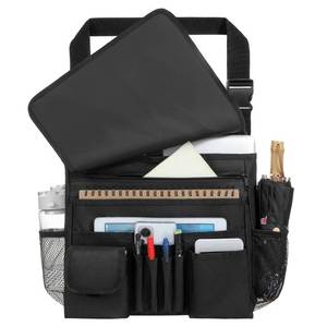lot 2000 image: FORCTIBULL Car Front Seat Organizer for Paperwork File Laptop Mobile Office, Multi Compartment Storage Bag with Cup holder and Adjustable Strap for Car Work Truck Van