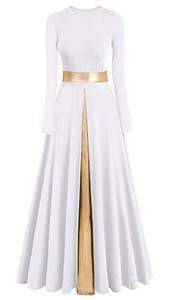 lot 2007 image: ELLYDOOR Womens Praise Dance Dress Metallic Waistband Liturgical Worship Church Robe Dress Lyrical Dancewear Tag S, White