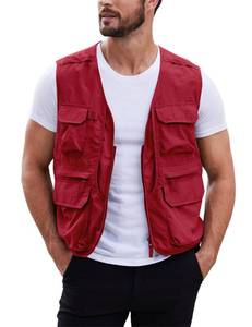 lot 2008 image: Gihuo Mens Utility Fishing Vest Lightweight Outdoor Work Safari Travel Cargo Vest with Multi-Pockets (US, Alpha, X-Large, Regular, Regular, Red)