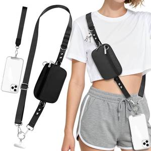 lot 2022 image: Uiwkow 3-in-1 Clip and Go Strap for Phone with Wallet Crossbody, Detachable Zippered RFID Wristlet Wallet��Adjustable Anti-Theft Phone Lanyard for Women  Hands-Free for Daily Errands & Travel (Black)