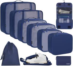 lot 2026 image: BAGAIL 10 Set Packing Cubes Various Sizes Packing Organizer for Travel Accessories Luggage Carry On Suitcase-Navy