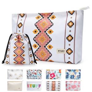 lot 2056 image: WLLWOO WLLWOO 2pcs Travel Make Up Bags-Cosmetic Bag Nylon Waterproof Large Wide Zipper Coin Purse Travel Toiletry Small Makeup Pouch For Women