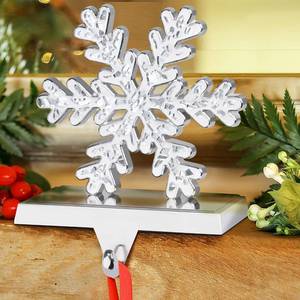 lot 2069 image: Hooqict Glitter Snowflake Stocking Holder for Mantel Silver Metal Christmas Stocking Holder Snowflake Stocking Hanger for Christmas Fireplace Decorations Xmas Holiday Supplies