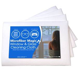 lot 2078 image: AERAI GROUP Microfiber Magic 4 Pack Glass & Mirror Cleaning Cloths - Streak Free, Lint Free, Perfect for Cars & Windows