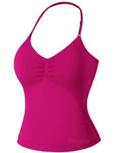 lot 2080 image: VOYJOY Impact Longline Strappy Top Workout Tank Tops for Women Impact Gym Sports Bra Camis Rose S