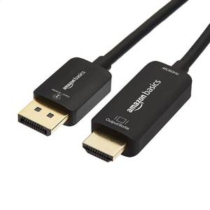 lot 2109 image: Amazon Basics DisplayPort to HDMI Display Cable for HDTV, Monitor, Projector, Uni-Directional, 4k60Hz, 1920x1200, 1080p, Gold-Plated Plugs, 3 Foot, Black