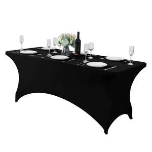 lot 2111 image: Hezuzo Spandex Table Cover for 6Ft or 4fT or 8ft Table Universal Fitted Stretch Tablecloth for Party, Banquet, Wedding and Events-Black