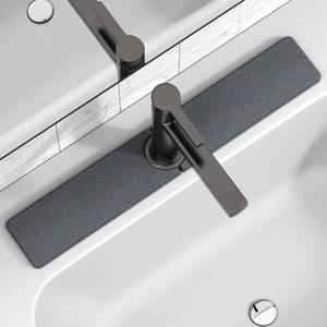 lot 2130 image: Yinoos 23.6 x 4 Stone Faucet Mat for Kitchen Sink, Quick Drying Diatomite Sink Tray, Faucet Sink Splash Guard for Prevents Moisture Buildup (Dark Gray)