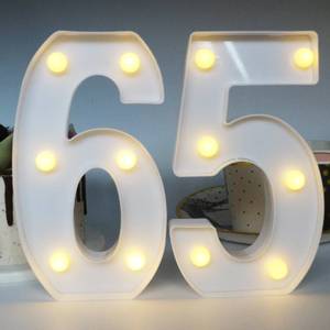 lot 2137 image: H 8.26 Inches Light Up Numbers 65 Centerpieces Table Sign, Happy 65th Birthday Decorations for Women, 65th Party Decor for Men, 65 Year Old Birthday Supplies Gifts for Her & Him