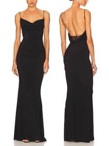 lot 2461 image: Capuffy Women Drape Neck Formal Maxi Dresses Lace Backless Cocktail Party Dress Spaghetti Straps Mermaid Evening Gown 221(Black,M)