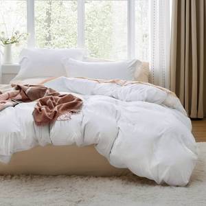 lot 2464 image: Bedsure White Duvet Cover Queen Size - 3 Pieces Prewashed Cotton-Like Extra Soft Bedding Set, Includes 1 Duvet Cover 90x90 Inches with Zipper Closure & 2 Pillow Shams, Comforter Not Included