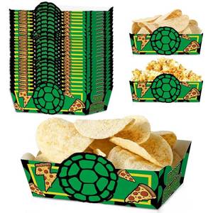 lot 2478 image: 24pcs Turtle Themed Green Paper Food Trays for Party Supplies Kids Birthday Party Decorations