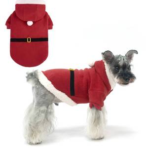lot 2482 image: EXPAWLORER Christmas Dog Hoodie - Santa Claus Christmas Costume Outfit, Pet Winter Sweater Coat, Puppy Party Clothes Apparel for Small Medium Dogs