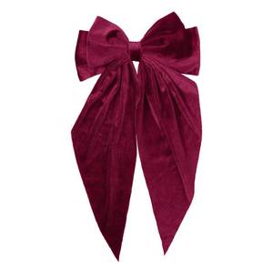 lot 2485 image: Dark Red Velvet Large Hair Bow Long Tail Bowknot Hair Barrette Clip 8.26 Inch Women Girls Fall Winter Ponytail Holder Hair Accessories