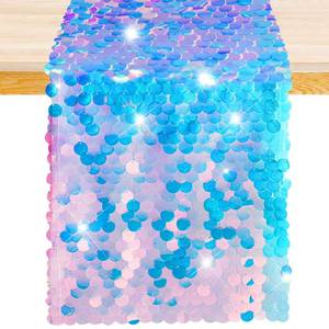 lot 2489 image: Mermaid Tail Scales Table Runner 12 x 84 Inches - Glitter Holographic Sequin Cover for Ocean Under The Sea Party Decorations and Supplies (1)