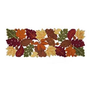 lot 2493 image: OWENIE Thanksgiving Runner, Fall Leaf Table Runner for Autumn Home Decorations, Fall Table Centerpieces, Embroidered Cutwork Farmhouse HarvestMaple Leaf Runner, 13 Inch x 36 Inch