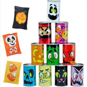 lot 3038 image: JOYIN 13 Pcs Halloween Carnival Bean Bag Toss Game with Tin Cans and Beanbags for Kids & Adults Indoor Outdoor Carnival Party Games, Birthday Party Game, Halloween Gathering Party Supplies