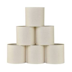 lot 3039 image: LAMPWELL MEMO Clip-on Chandelier Fabric Lamp Shades,Set of 6,Small Drum,5.2�5.2�H5.2,Linen, Handmade,Modern Trendy Decorative,ONLY FOR CANDLE BULB,Beige