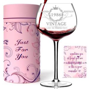 lot 3049 image: Gumry 40TH Birthday Gifts for Her, Vintage 1986 40th Wine Glass, 40 Year Old Birthday Decorations For Women, Funny 40 Bday Gifts Idea For Women, Friends, Daughter, Sister Mom - Turning 40 Present