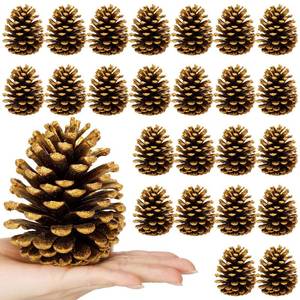 lot 3059 image: Janinka 24 Pcs Large Gold Christmas Glitter Pine Cones 4 Inch Pine Cone Ornaments Artificial Christmas Pinecone Decorations for Xmas Tree Vase Fillers Garland Wreath DIY Craft