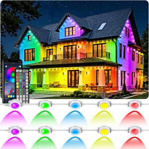 lot 3061 image: RCUICA 500FT Permanent Outdoor Lights Waterproof with Smart App Control Remote,DIY Scene Modes,Music Sync hronization,Eaves Lights for Garden Decor,Deck,Christmas (500FT)