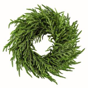 lot 3072 image: ENVEN 24 Norfolk Pine Wreath for Front Door, Real Touch Norfolk Pine Wreath Artificial Green Wreath Greenery Realistic Wreath Holiday Decoration for Home Decor