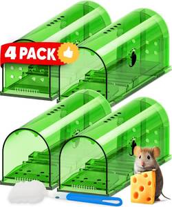 lot 3076 image: Motel Mouse Humane No Kill Live Catch and Release Mouse Traps, Reusable with Cleaning Brush - 2 Pack