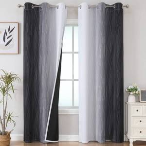 lot 3093 image: Estelar Textiler Thermal Insulated Blackout Curtains for Living Room, Ombre Black and Greyish White Blackout Drapes, Gradient Full Light Blocking Energy Saving Curtains for Bedroom, 42Wx84L, 2 Panels