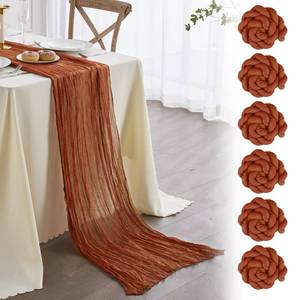 lot 3094 image: Nialnant 6 Pack Terracotta Cheesecloth Table Runner, Gauze Table Runner Boho Party, Wedding Table Runners Bridal Showers Decorations Banquet Graduations