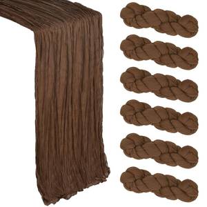 lot 3095 image: Heneger 6 Pack Brown Cheesecloth Table Runner 10Ft Gauze Cheese Cloth Table Runner 35x120 Inch Boho Sheer Rustic Fabric for Party Decor Baby Shower Wedding Holiday Decorations