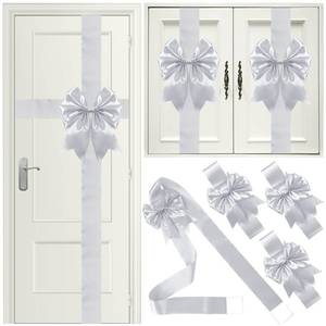 lot 3096 image: Ganeen 7 Pieces Christmas Cabinet Door Ribbon Bow Large Christmas Door Bow Christmas Cabinet Festive Ribbons Cabinet Bows Christmas Tree Bow Christmas Wreath Bow (Silver)