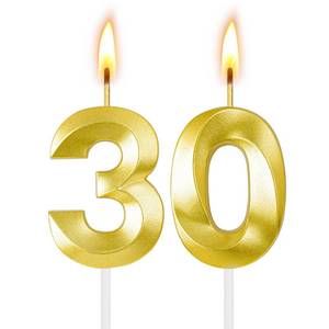 lot 4285 image: 30th Birthday Candles for Cake,Birthday Decorations for Him Her,Number Candles for Cake Toppers Party Anniversary (30)