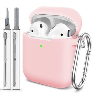 lot 4299 image: Woyinger for AirPods Case Cover, Come with Clean Pen��Soft Silicone Protective Cover with Buckle for Women Men Compatible with Apple AirPods 2nd 1st Generation Charging Case, Front LED Visible,Pink