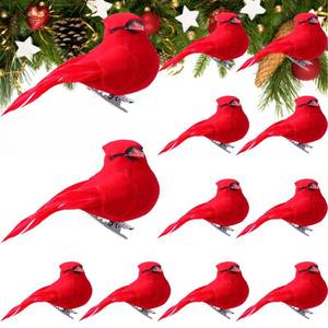 lot 4300 image: JOICEE 12 Pcs Cardinal Red Birds for Crafts, Mini Cardinal Artificial Tiny Red Birds Ornaments with Clip on Christmas Tree Decorations for Xmas Tree Wreath Yard Patio Home Decor