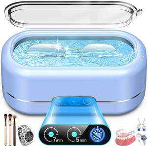 lot 4307 image: Professional Ultrasonic Jewelry Cleaner with Digital Timer,50KHz Ultrasonic Cleaner Machine with 304 Stainless Steel for Jewelry,Eyeglasses, Rings, Coin, Watch Strap, Dentures, Hygiene Items (Blue)