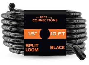 lot 4309 image: BEST CONNECTIONS Split Wire Loom Flex-Guard Convoluted Tubing Protective Split Cable Sleeves for Auto Home Industrial Electrical Wires Chemical Resistant Conduit Black (1.5 - 10 ft)