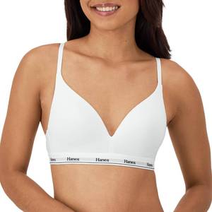 lot 4316 image: Hanes Womens Originals Contour Wireless Bra, Stretch Cotton T-Shirt Bra, Full Coverage Bra White