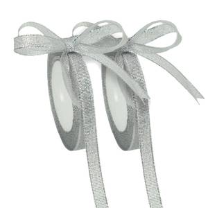 lot 4317 image: 50 Yards Metallic Ribbon with Gold & Silver Threads,Glitter Ribbon for Gift Wrapping, Christmas, Valentine��s Day, Bouquet, and DIY Decor(Silver 2 Rolls, 38 Inch)